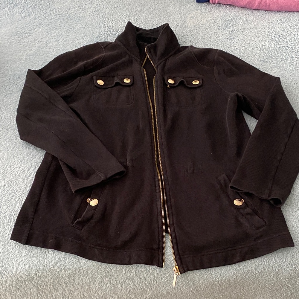 Ralph Lauren Black Zip-Up Jacket with Gold Accents